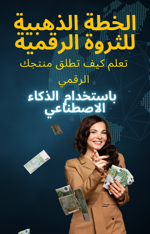 الخطة الذهبية للثروة الرقمية 💡 حتى لو كنت مبتدئًا – تعلم كيف تطلق منتجك الرقمي باستخدام الذكاء الاصطناعي 🎯 اكتشف 4 طرق لتحقيق 10,000$ شهريًا